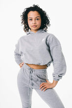 Load image into Gallery viewer, Womens Grey Oversized Crop Lounge Hoodie for Gym
