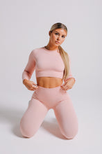 Load image into Gallery viewer, true form uk baby pink ribbed long sleeve top
