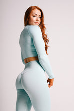 Load image into Gallery viewer, Dusty Blue Ribbed Leggings
