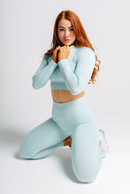 Load image into Gallery viewer, Dusty Blue Ribbed Long Sleeve Top
