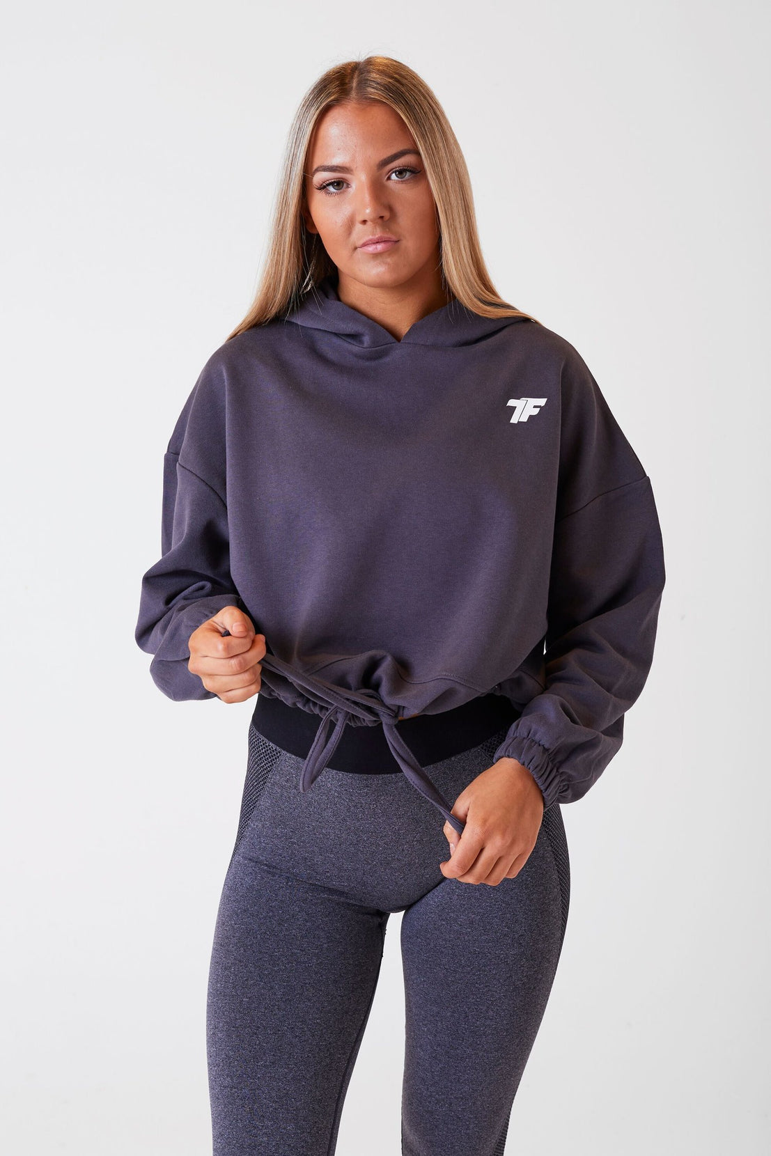 True From UK Women's Charcoal Oversized Hoodie for Gym