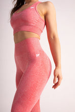 Load image into Gallery viewer, A woman wearing true form Coral leggings and bra for gym wear
